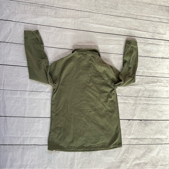 TopShop army green button jacket distressed shacket size 4 small - Picture 7 of 11